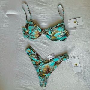 Body Glove Leaf Print Bikini in Green and Brown